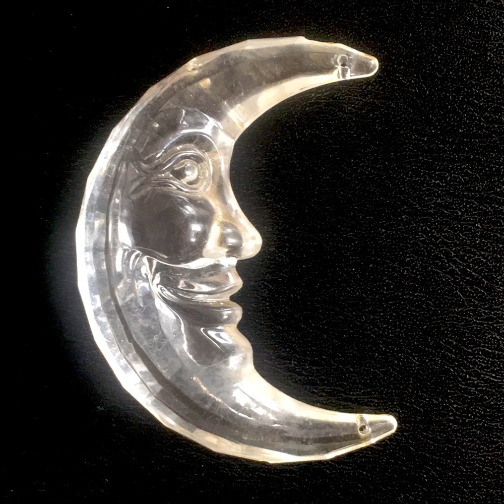 Clear Acrylic Smiley Face Half Moon Suncatcher - 3D Curve Prism - 3-1/4" x 2-1/2